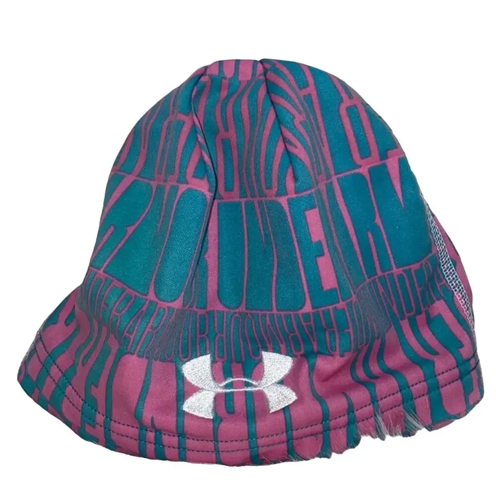 Under Armour Pink & Blue Logo Beanie Youth OS